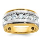 IBGoodman 14k Men's Polished Satin and Grooved 7-Stone Ring Mounting