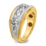 IBGoodman 14k with White Rhodium Men's Polished Satin and Grooved 7-Stone 1 1/5 Carat AA Quality Diamond Ring - Image 8