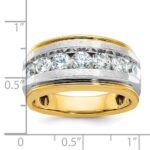 IBGoodman 14k with White Rhodium Men's Polished Satin and Grooved 7-Stone 1 1/5 Carat AA Quality Diamond Ring - Image 3