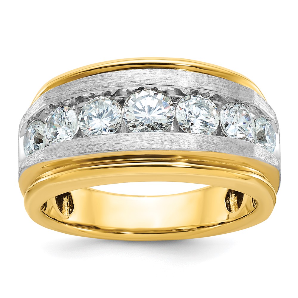 B63943-4YAA-1.jpg IBGoodman 14k with White Rhodium 2 carat Lab Grown Diamond VS/SI+ G+ Complete Satin Men's Ring - Image 1