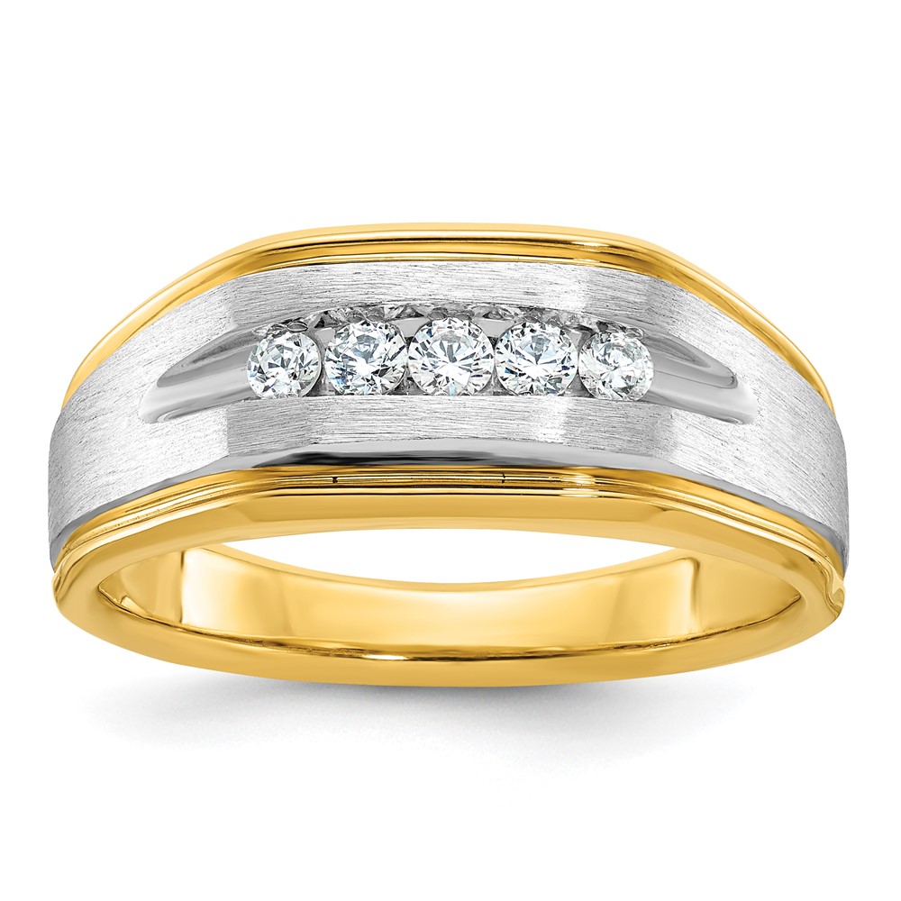B63944-4YAA.jpg 14k IBGoodman Men's Polished Satin and Grooved 5-Stone Ring Mounting - Image 1
