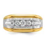 IBGoodman 14k Two-tone Men's Polished Satin and Grooved 5-Stone Ring Mounting - Image 6