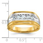 IBGoodman 14k Two-tone Men's Polished Satin and Grooved 5-Stone 1/2 Carat AA Quality Diamond Ring - Image 3