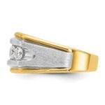 IBGoodman 14k Two-tone Men's Polished Satin and Grooved 5-Stone Ring Mounting - Image 5