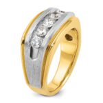 IBGoodman 14k Two-tone Men's Polished Satin and Grooved 5-Stone 1 Carat AA Quality Diamond Ring - Image 8