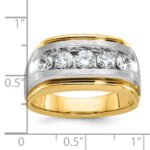 IBGoodman 14k Two-tone Men's Polished Satin and Grooved 5-Stone 1 Carat AA Quality Diamond Ring - Image 3