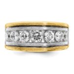 IBGoodman 14k Two-tone Men's Polished Satin and Grooved 7-Stone Ring Mounting - Image 6