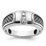 14k White Gold with Black Rhodium IBGoodman Men's 1/5 carat Diamond Complete Ring