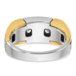 IBGoodman 14k Two-tone Men's Polished Satin and Grooved 5-Stone 1 Carat AA Quality Diamond Ring - Image 7