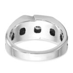 IBGoodman 14k White Gold with Black Rhodium 1/2 carat Lab Grown Diamond VS/SI+ G+ Complete Polished Satin and Grooved Men's Ring - Image 5