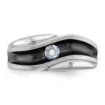 IBGoodman 14k White Gold with Black Rhodium 1/5 carat Lab Grown Diamond VS/SI+ G+ Complete Polished Satin and Grooved Men's Ring - Image 4