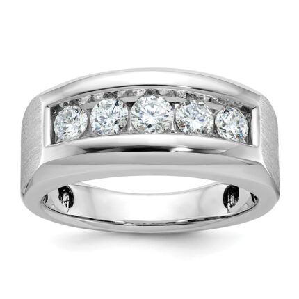 IBGoodman 14k White Gold Men's Polished and Satin 5-Stone Ring Mounting