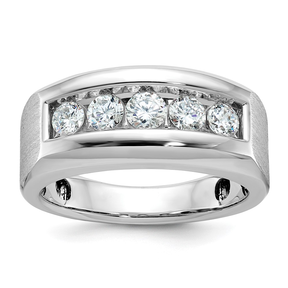 B64008-4WAA-6.jpg IBGoodman 14k White Gold 1 carat Lab Grown Diamond VS/SI+ G+ Five Stone Complete Polished and Satin Men's Ring - Image 1