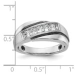 IBGoodman 14k White Gold with Black Rhodium 1 carat Lab Grown Diamond VS/SI+ G+ Complete Polished Satin and Grooved Men's Ring - Image 2