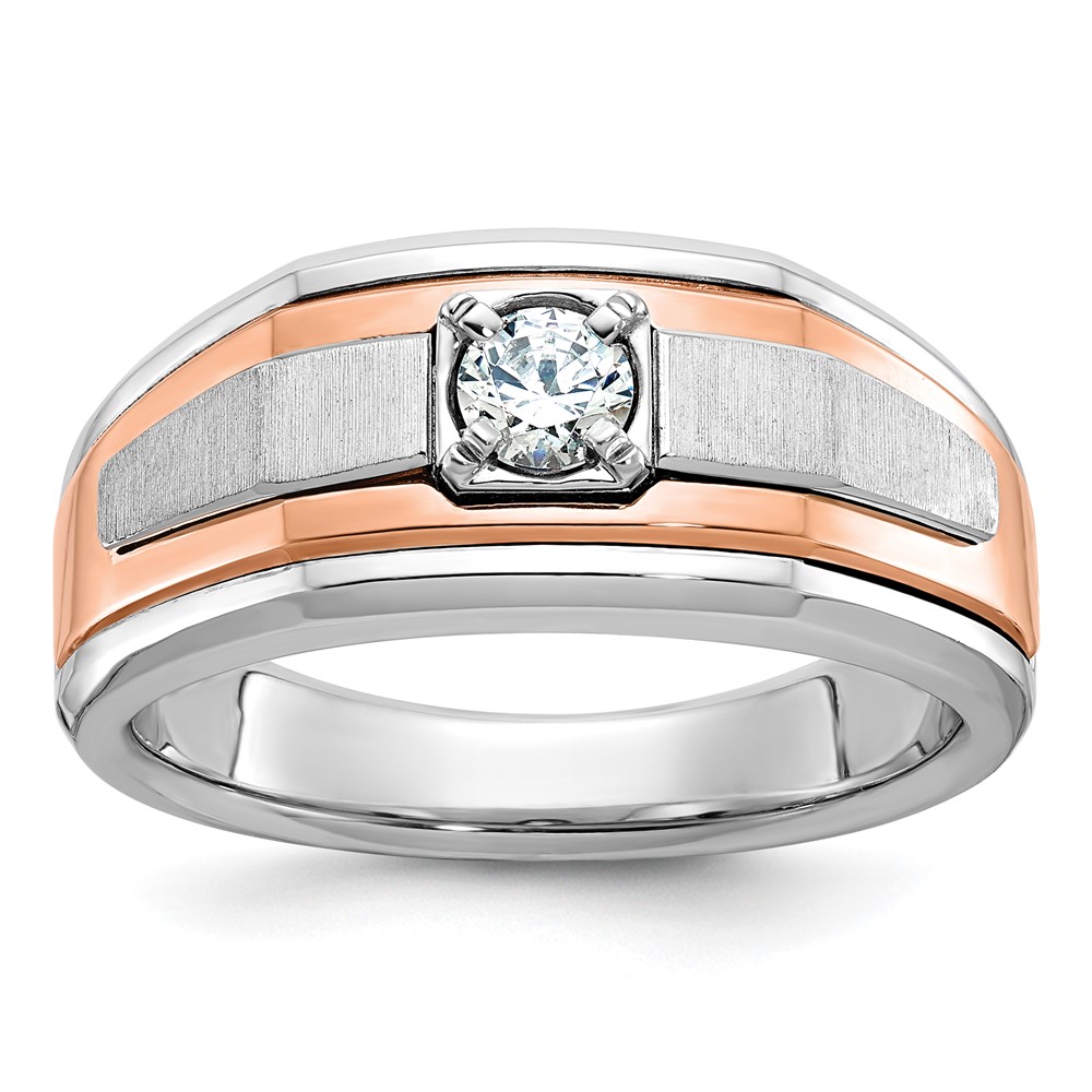 B64028-4WRAA.jpg 14k Two-tone White/Rose Gold IBGoodman Men's Satin Diamond Ring Mounting - Image 1