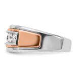 IBGoodman 14k White and Rose Gold Men's Polished and Grooved 5-Stone 1 Carat AA Quality Diamond Ring - Image 4