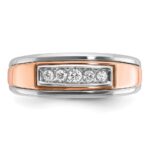 IBGoodman 14k White and Rose Gold Men's Polished 5-Stone 1/4 Carat AA Quality Diamond Ring - Image 5