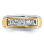 IBGoodman 14k Two-tone Men's Polished 5-Stone 1/2 Carat AA Quality Diamond Ring - Image 4