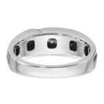 IBGoodman 14k White Gold Polished Satin and Grooved Men's Ring Mounting - Image 7