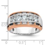 IBGoodman 10k White and Rose Gold Men's Polished Satin and Cut-Out 5-Stone 1 Carat A Quality Diamond Ring - Image 3