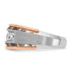 IBGoodman 14k White and Rose Gold Men's Polished Satin and Cut-Out 5-Stone 1 Carat AA Quality Diamond Ring - Image 5