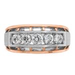 IBGoodman 14k White and Rose Gold Men's Polished Satin and Cut-Out 5-Stone 1 Carat AA Quality Diamond Ring - Image 6