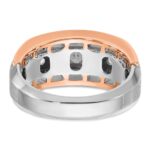 IBGoodman 14k Two Tone Rose and White Gold 1 carat Lab Grown Diamond VS/SI+ G+ Complete Satin Five Stone Cut Out Men's Ring - Image 5