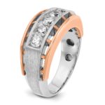 IBGoodman 14k White and Rose Gold Men's Polished Satin and Cut-Out 5-Stone Ring Mounting - Image 8