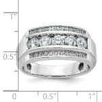 10k White Gold IBGoodman Men's Polished & Satin 3-Row Ring Mounting - Image 3