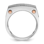 IBGoodman 14k White and Rose Gold Men's Polished Satin and Grooved 5-Stone Ring Mounting - Image 2