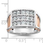 IBGoodman 14k White and Rose Gold Men's Polished and Cut-Out 3-Row 1 1/5 Carat AA Quality Diamond Ring - Image 3
