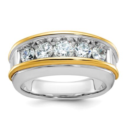 IBGoodman 14k Two-tone 1 1/2 carat Lab Grown Diamond VS/SI+ G+ Complete Men's Ring