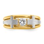 IBGoodman 14k Two tone 1/2 carat Lab Grown Diamond VS/SI+ G+ Complete Polished Satin and Cut Out Men's Cross Ring - Image 4