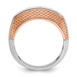 IBGoodman 14k White and Rose Gold Men's Polished and Textured 5-Stone Ring Mounting - Image 2