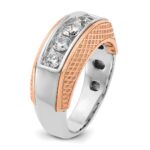 IBGoodman 14k White and Rose Gold Men's Polished and Textured 5-Stone 1 Carat AA Quality Diamond Ring - Image 8