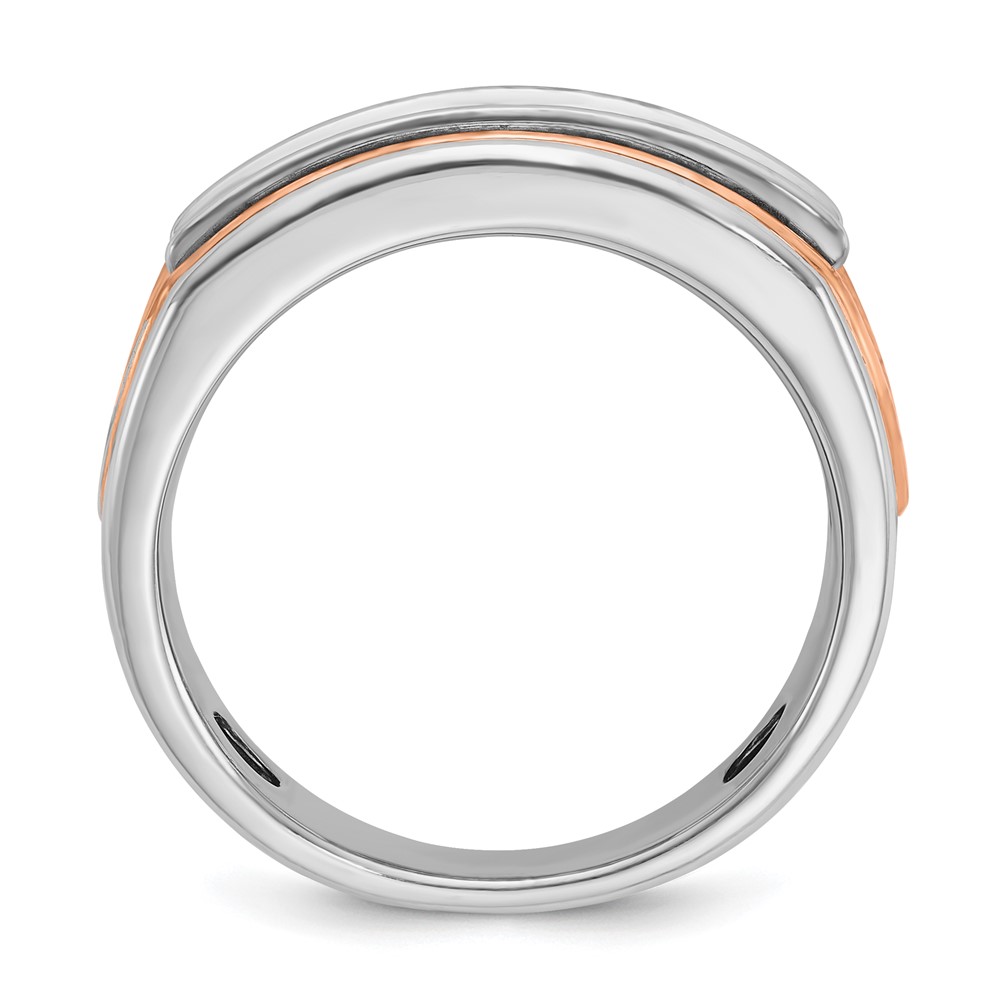 B64077-4WRAA-2.jpg IBGoodman 14k Rose and White Gold Men's Polished Cut-Out 5-Stone Ring Mounting - Image 1