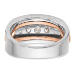 IBGoodman 14k Rose and White Gold Men's Polished Cut-Out 5-Stone 1 Carat AA Quality Diamond Ring - Image 6