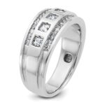 IBGoodman 14k White Gold Men's Polished and Grooved Square 1 1/4 Carat AA Quality Diamond 5-Stone Ring - Image 8