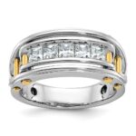 IBGoodman 14k Two-tone Men's Polished and Cut-Out Square 5-Stone Ring Mounting