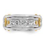 IBGoodman 14k Two-tone Men's Polished and Cut-Out 5-Stone 1 Carat AA Quality Square Diamond Ring - Image 6