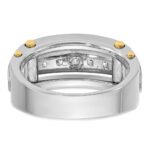 IBGoodman 14k Two-tone Men's Polished and Cut-Out 5-Stone 1 Carat AA Quality Square Diamond Ring - Image 7
