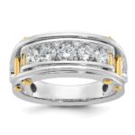 IBGoodman 14k Two-tone 1 carat Lab Grown Diamond VS/SI+ G+ Five Stone Complete Polished and Cut Out Men's Ring