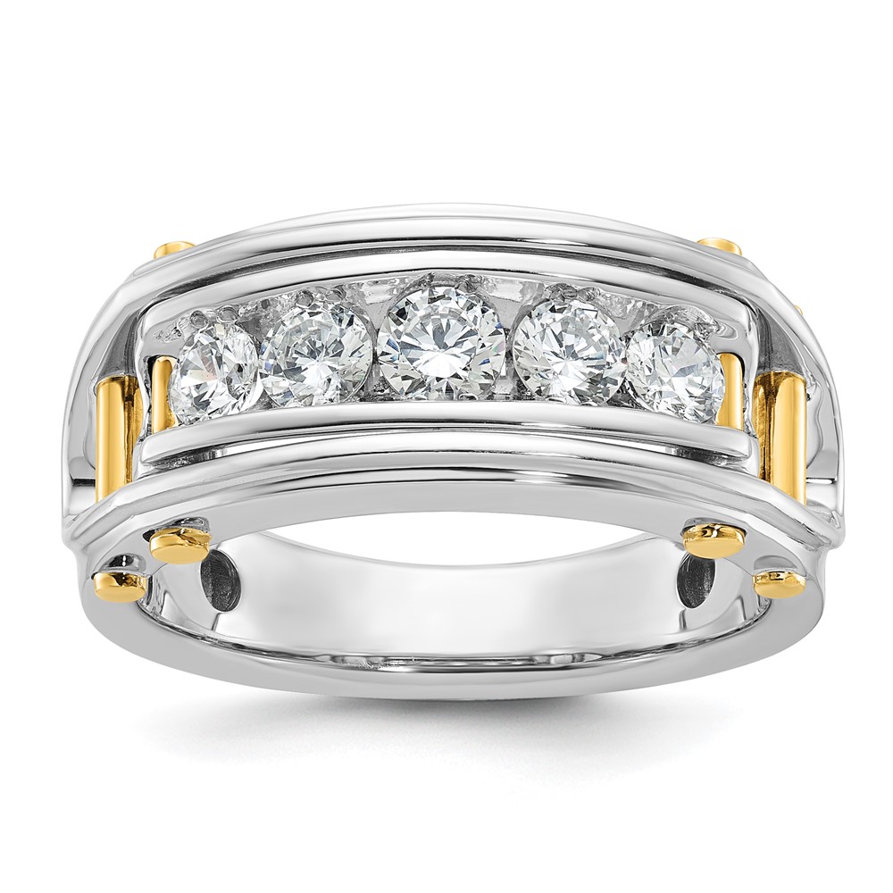 B64088-4WYAA-1.jpg IBGoodman 14k Two-tone 1 carat Lab Grown Diamond VS/SI+ G+ Five Stone Complete Polished and Cut Out Men's Ring - Image 1