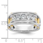 IBGoodman 14k Two-tone Men's Polished Grooved and Cut-Out 5-Stone 1 Carat AA Quality Diamond Ring - Image 3