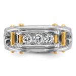 IBGoodman 14k Two-tone Men's Polished Grooved and Cut-Out 3-Stone 1/2 Carat AA Quality Diamond Ring - Image 6
