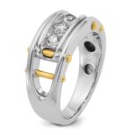 IBGoodman 14k Two-tone 1/2 carat Lab Grown Diamond VS/SI+ G+ Three Stone Complete Polished and Cut Out Men's Ring - Image 6