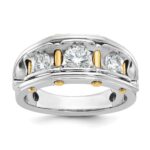 14k Two-tone IBGoodman Men's Polished 3-Stone Ring Mounting