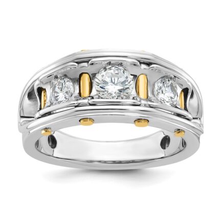 14k Two-tone IBGoodman Men's Polished 3-Stone Ring Mounting