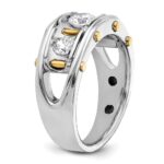 14k Two-tone IBGoodman Men's Polished 3-Stone Ring Mounting - Image 8