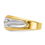 IBGoodman 14k Two-tone Men's Polished and Grooved 3-Stone 3/4 Carat AA Quality Diamond Ring - Image 5